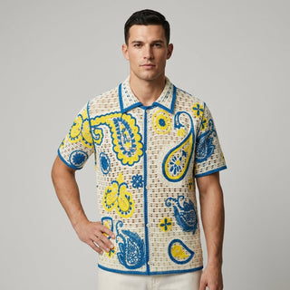 Callum Crochet Embroidered Camp Shirt