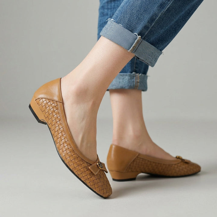 Nora Handwoven Leather Flat