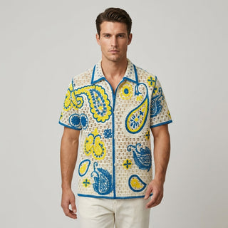 Callum Crochet Embroidered Camp Shirt