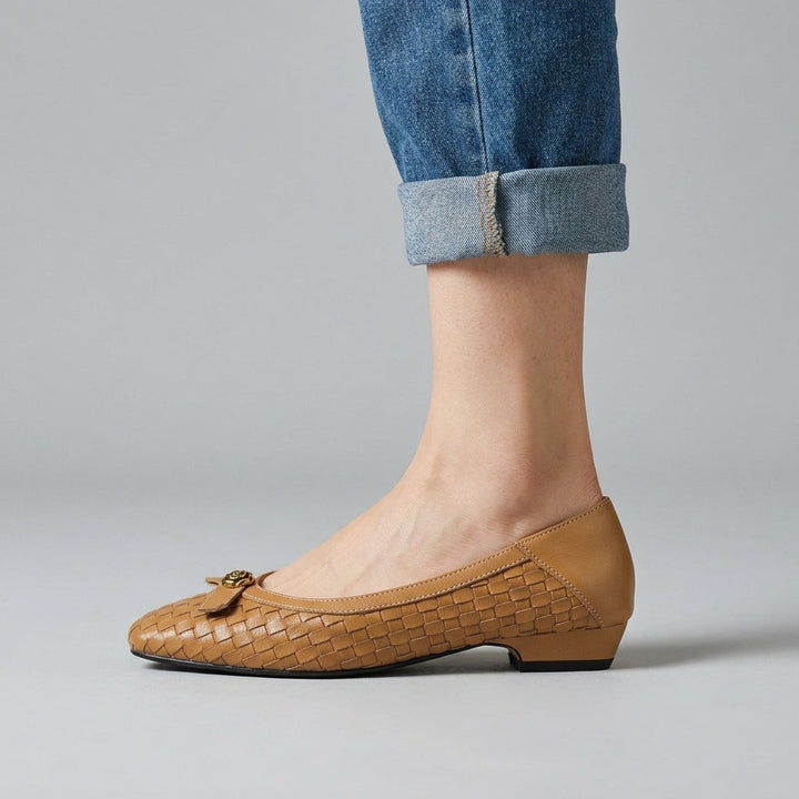 Nora Handwoven Leather Flat