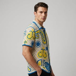 Callum Crochet Embroidered Camp Shirt
