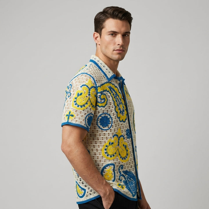 Callum Crochet Embroidered Camp Shirt