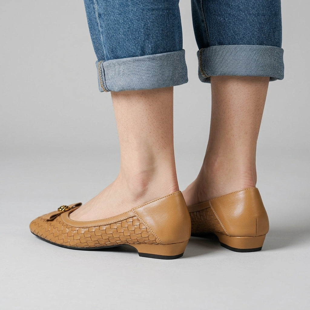 Nora Handwoven Leather Flat