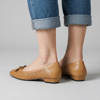 Nora Handwoven Leather Flat