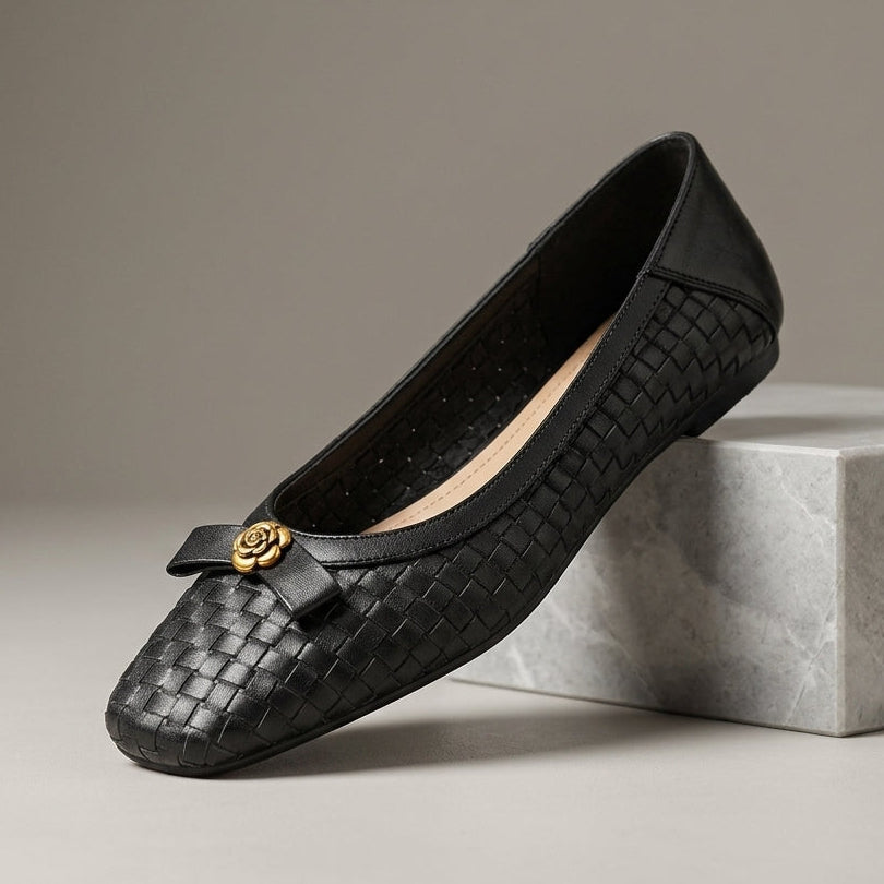 Nora Handwoven Leather Flat