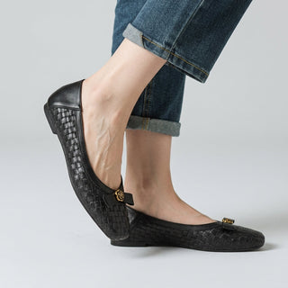 Nora Handwoven Leather Flat