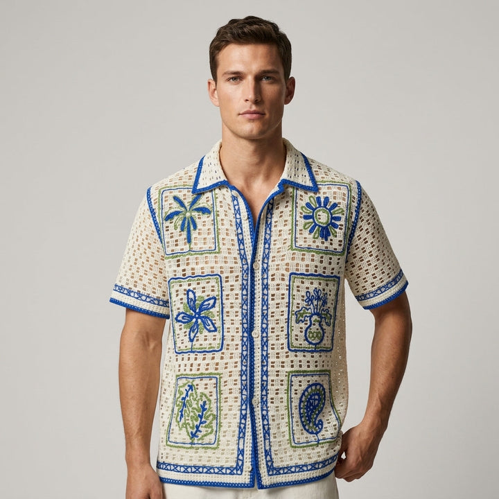 Callum Crochet Embroidered Camp Shirt