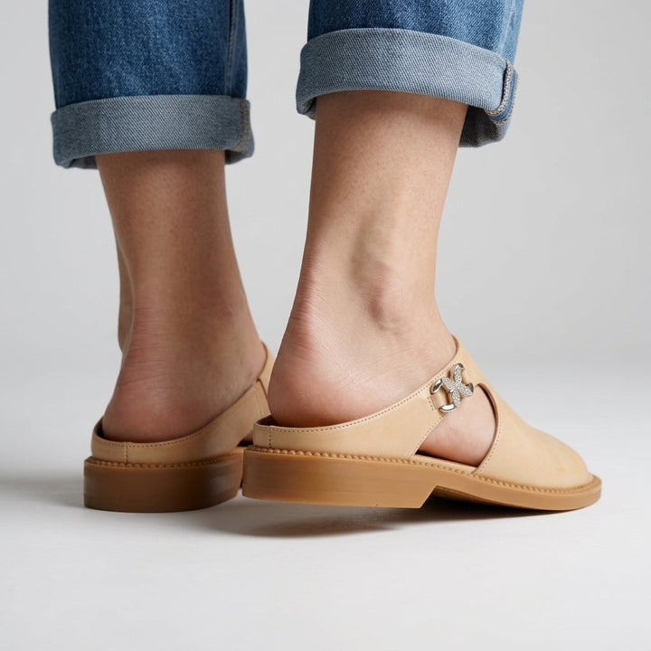 Daphne Cutout Leather Mule Sandal