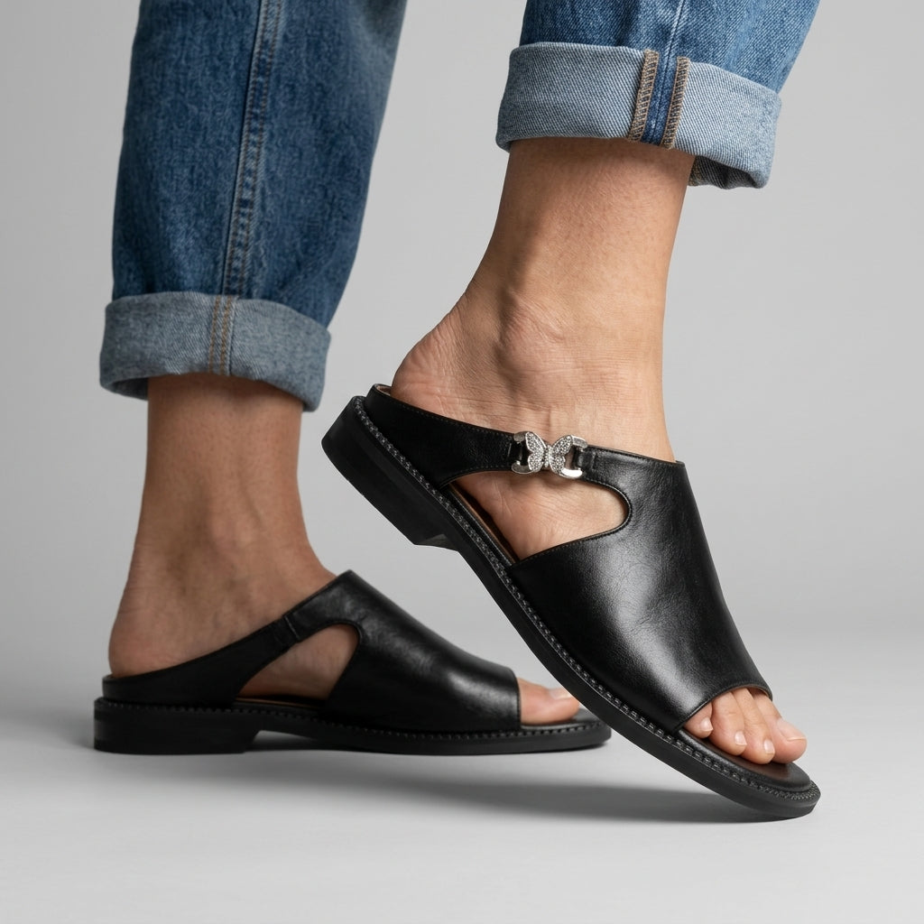 Daphne Cutout Leather Mule Sandal