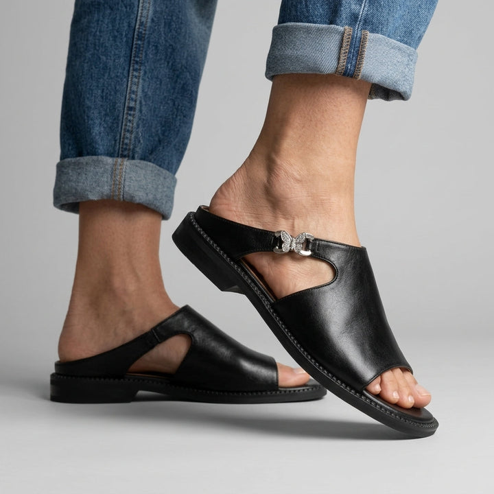 Daphne Cutout Leather Mule Sandal