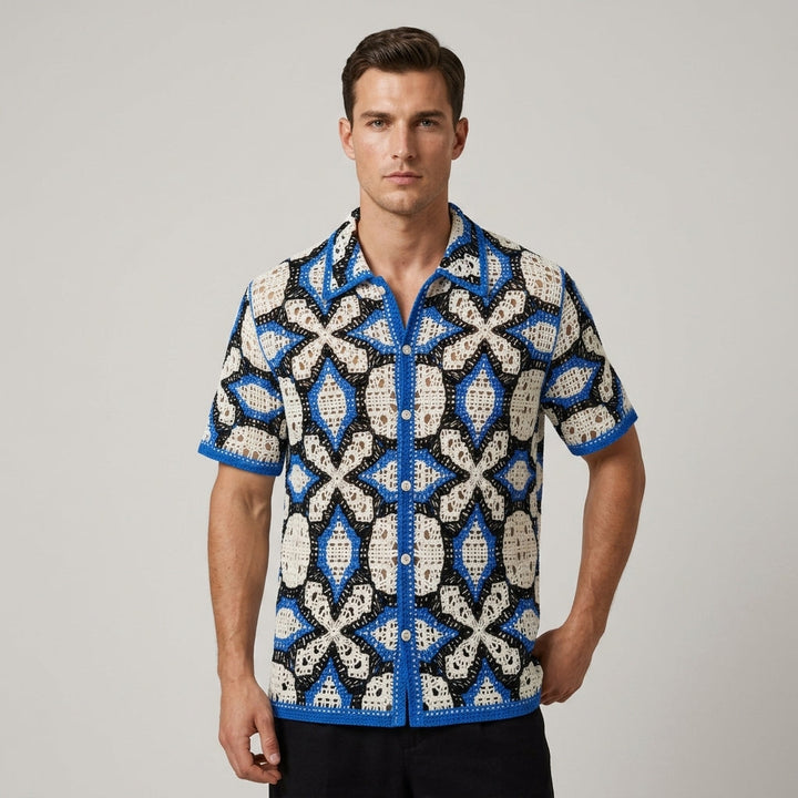 Callum Crochet Embroidered Camp Shirt
