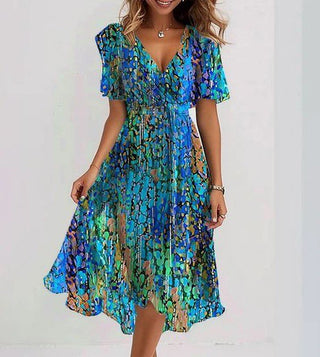 Lucinda | Flowing Watercolor Midi Dress