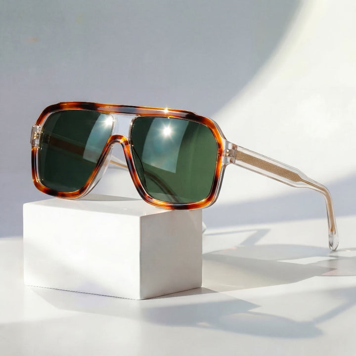 Raven Retro Sunglasses Tortoise-Green