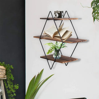 Rustic 3 Tier Wood Floating Shelf