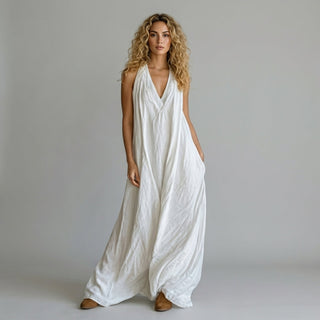 Nora Crinkle Halter Maxi Dress