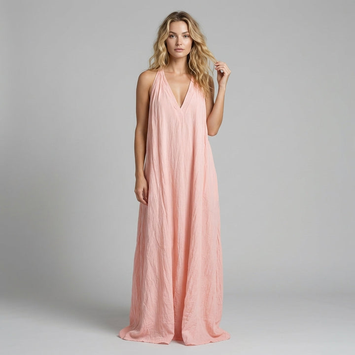 Nora Crinkle Halter Maxi Dress