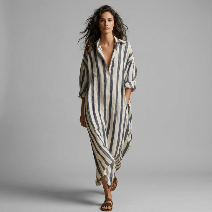 Margot Striped Shirt Maxi Dress