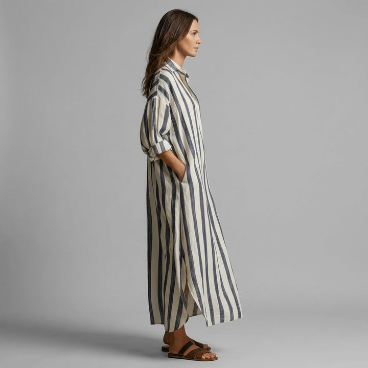 Margot Striped Shirt Maxi Dress