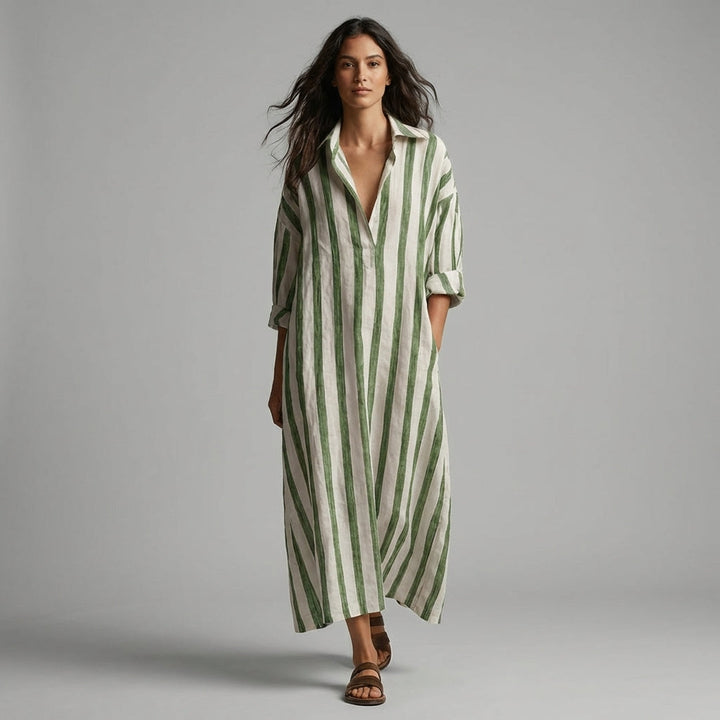 Margot Striped Shirt Maxi Dress