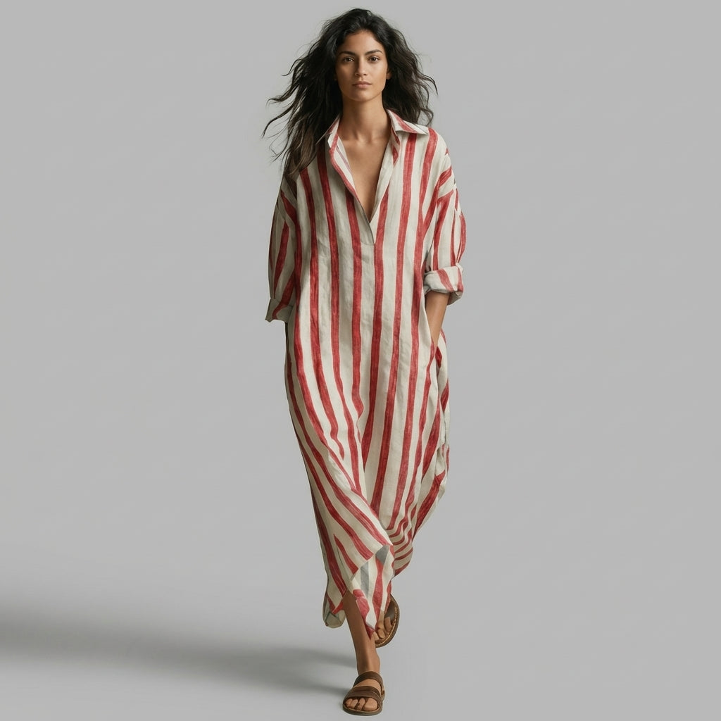 Margot Striped Shirt Maxi Dress