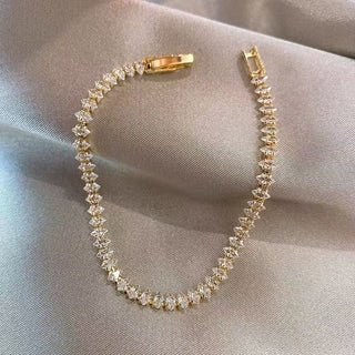 Marquise Tennis Bracelet laid flat, showing the box-style clasp