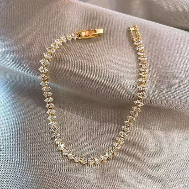 Marquise Tennis Bracelet laid flat, showing the box-style clasp