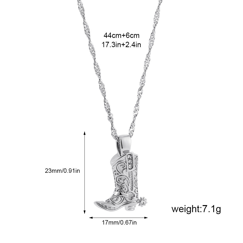 Retro Cowgirl Pendant in silver tone with measurements