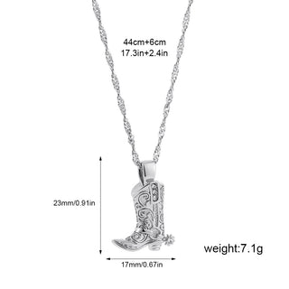 Retro Cowgirl Pendant in silver tone with measurements