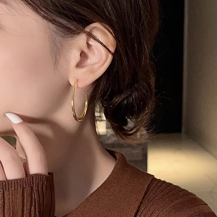 Vintage Double Hoop Earrings styled with a brown knit
