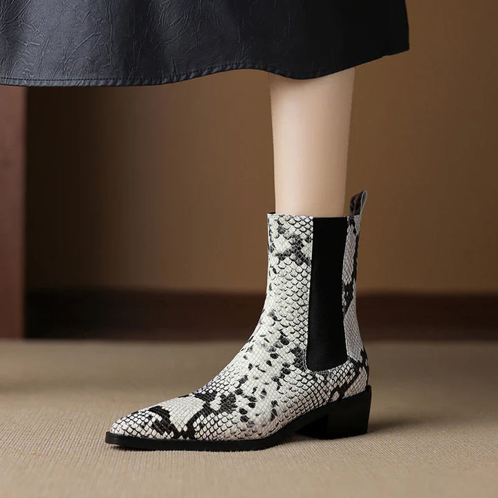 Seraphina Snakeskin Leather Bootie