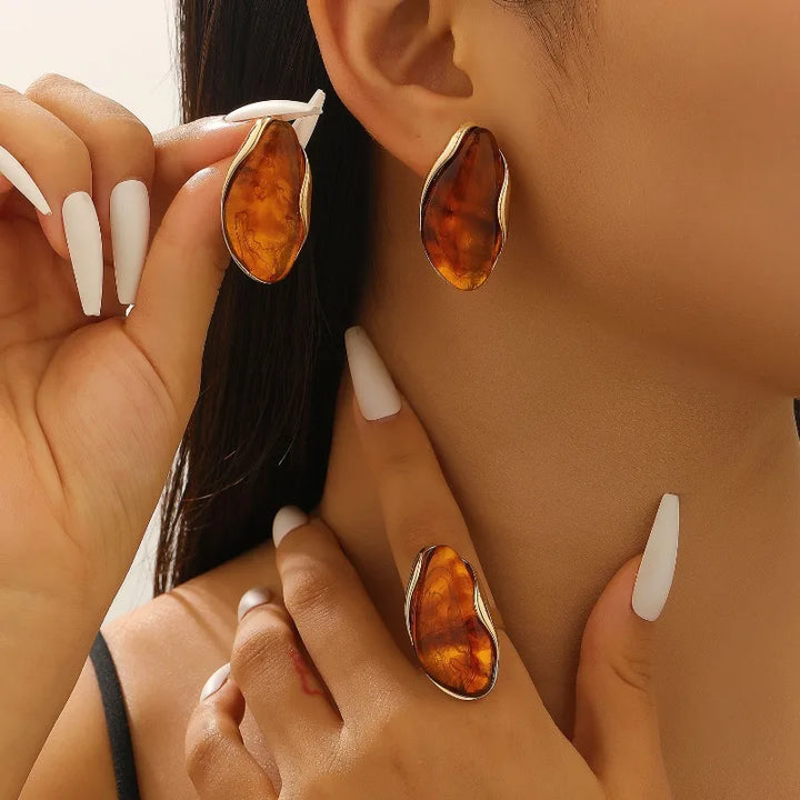 Contour Cabochon Gemstone Earrings