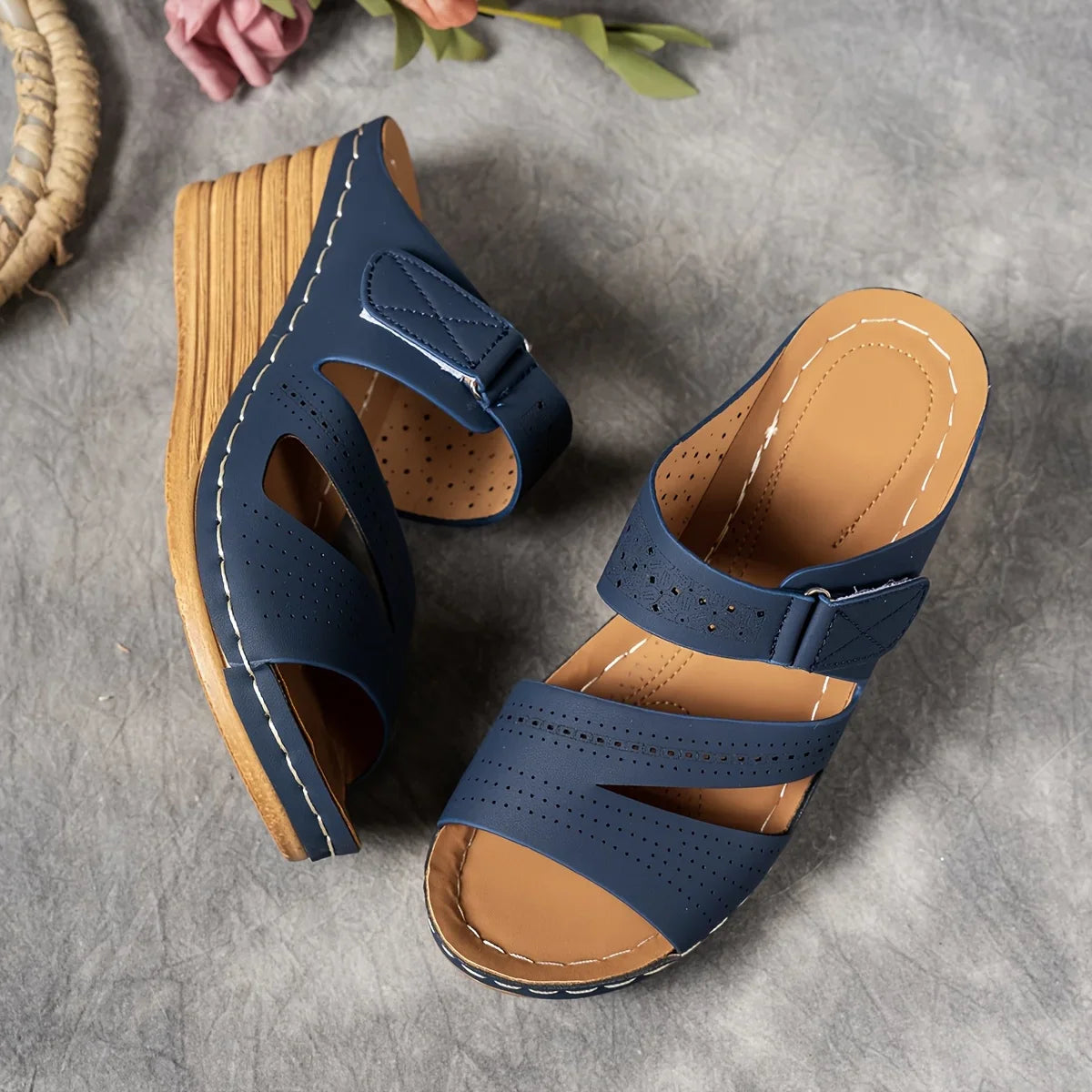 Sandra Leather Wedge Sandal