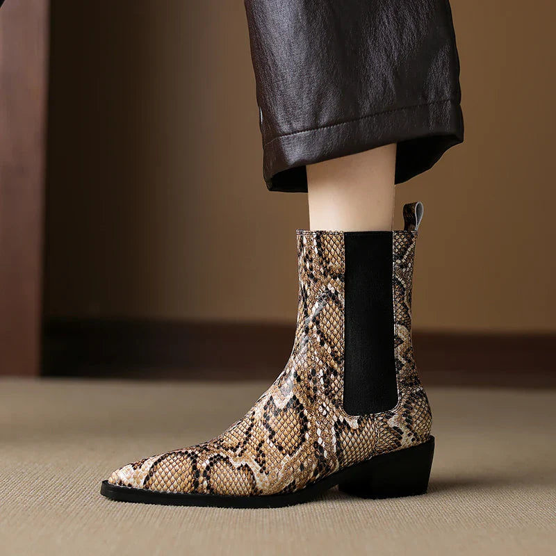 Seraphina Snakeskin Leather Bootie