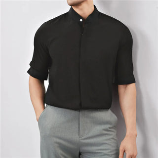 Kyoto Woven Band Collar Shirt