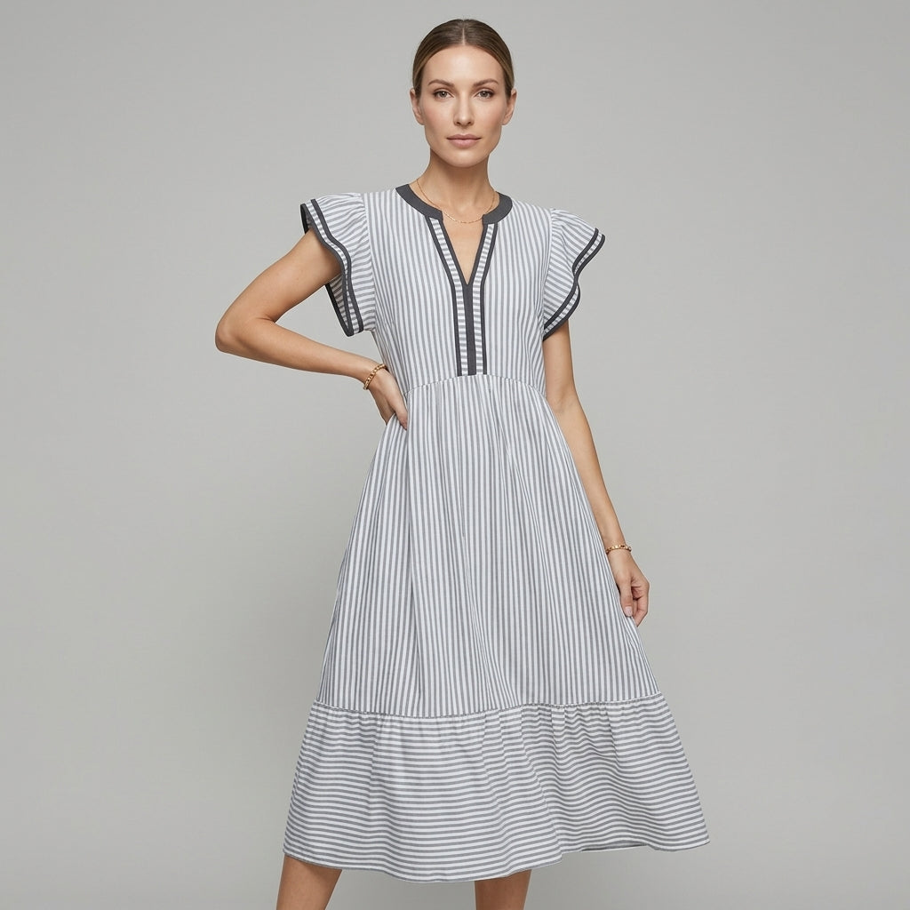 Camila Flutter Sleeve Midi Dress