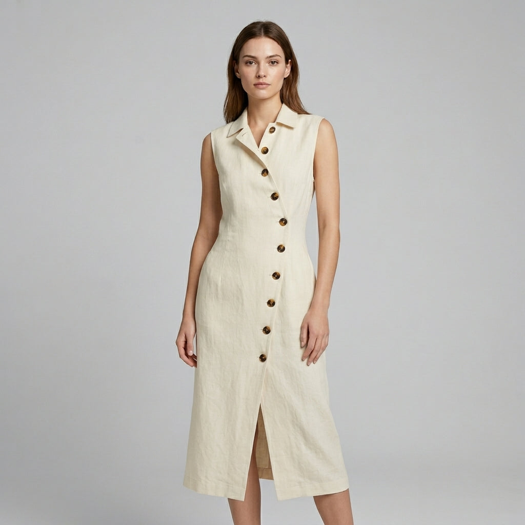 Margot Asymmetric Button Maxi Dress