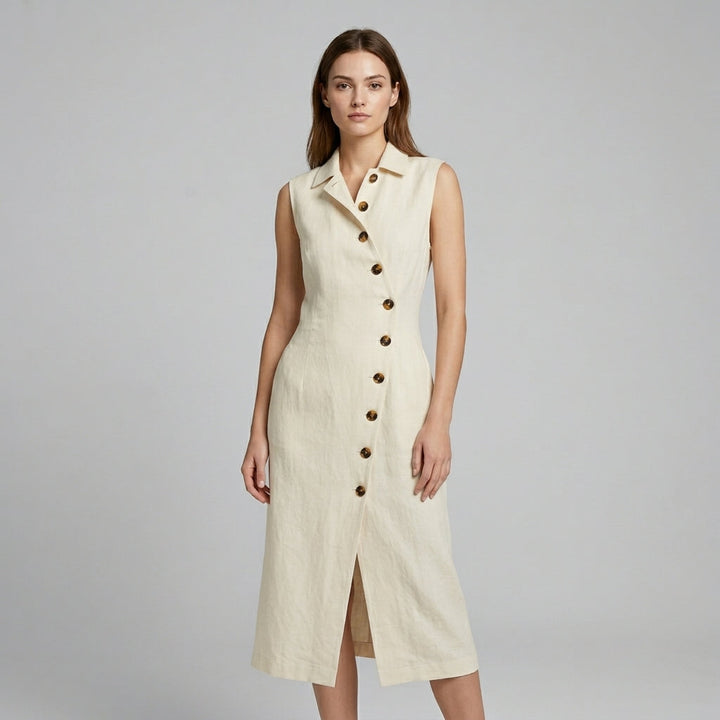 Margot Asymmetric Button Maxi Dress