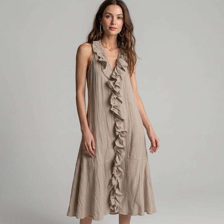 Isla Cascading Ruffle Midi Dress