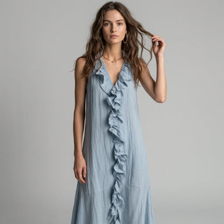 Isla Cascading Ruffle Midi Dress