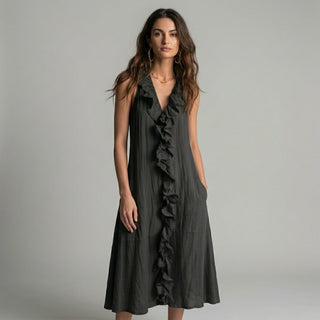 Isla Cascading Ruffle Midi Dress