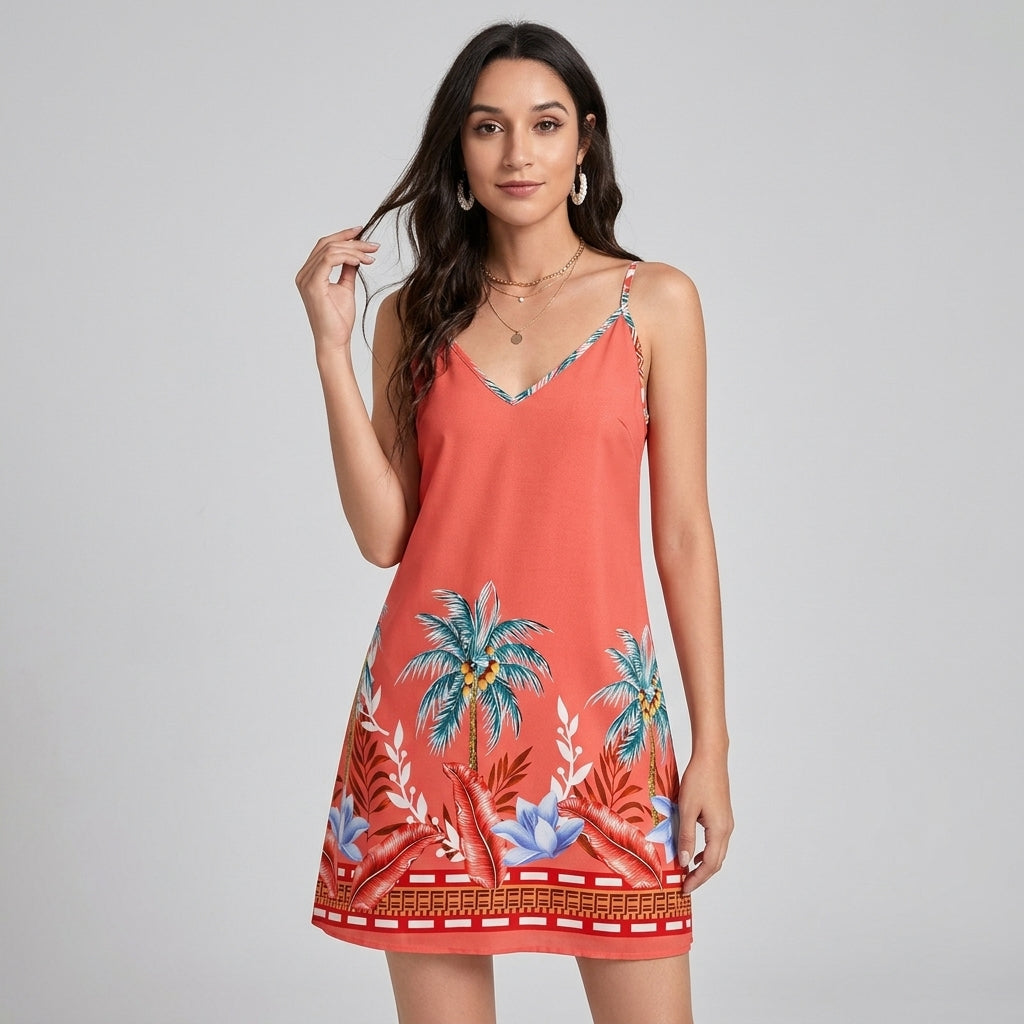 Maya Tropical Print Mini Dress