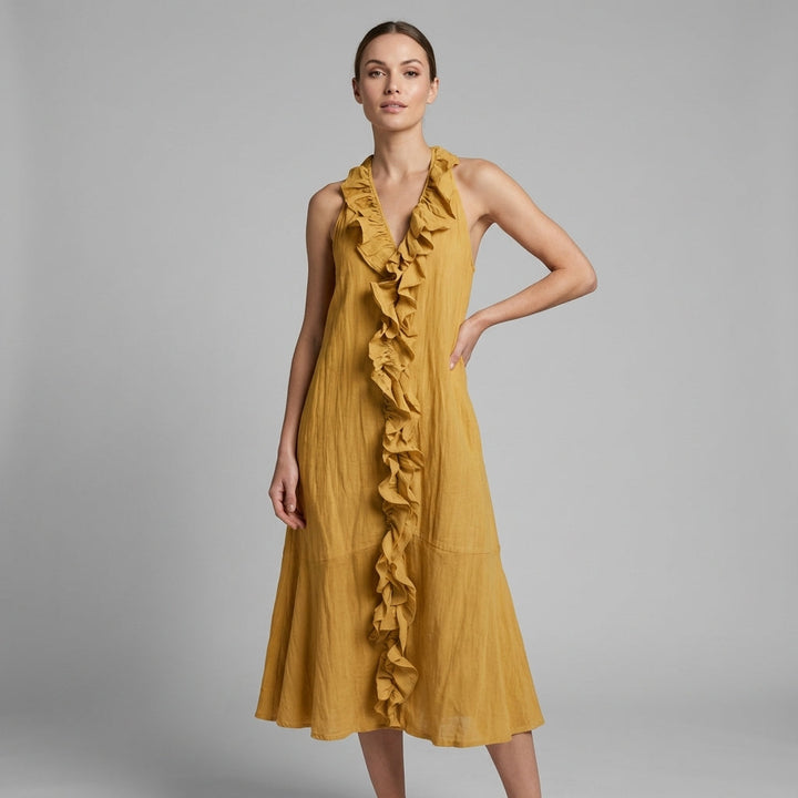 Isla Cascading Ruffle Midi Dress