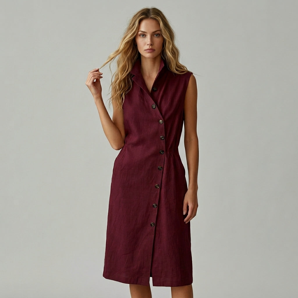 Margot Asymmetric Button Maxi Dress