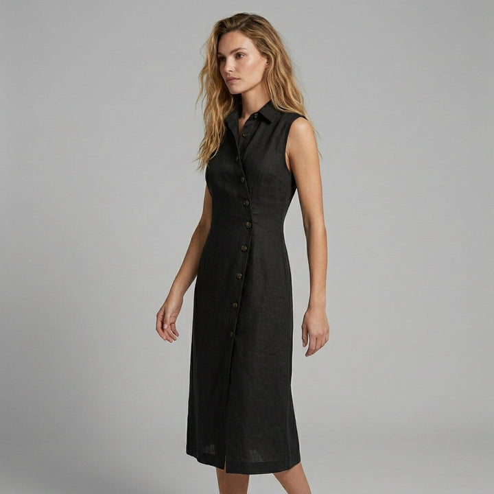 Margot Asymmetric Button Maxi Dress