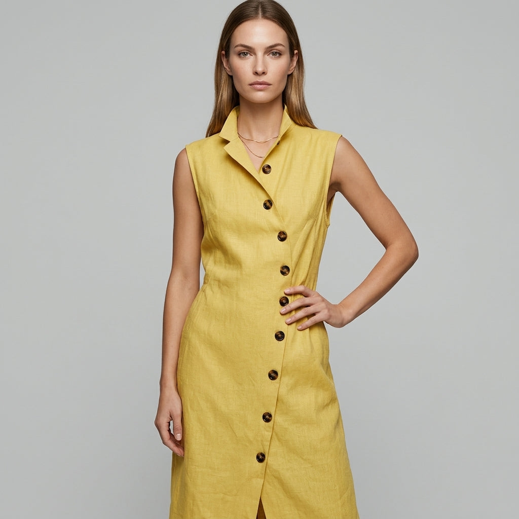 Margot Asymmetric Button Maxi Dress