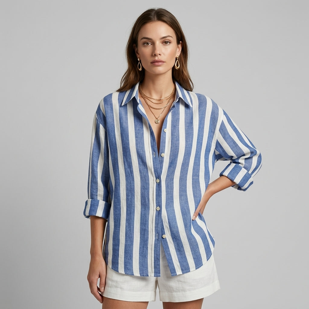 Aria Striped Button-Down Shirt