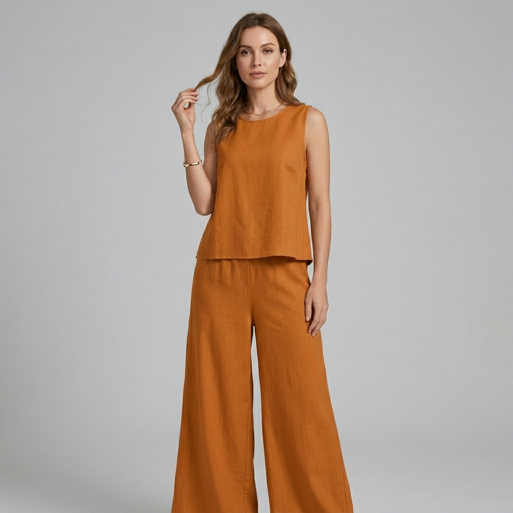 Iris Sleeveless Wide-Leg Two-Piece Set
