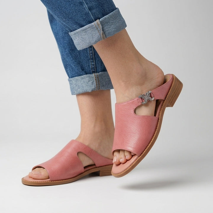Daphne Cutout Leather Mule Sandal