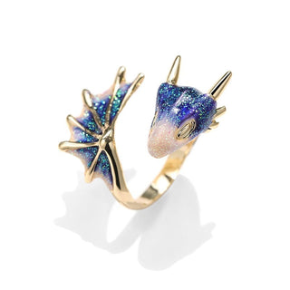 Adjustable Blue Dragon Ring