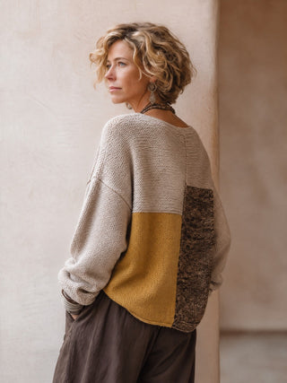 Agnes | Retro Patchwork Knit Sweater